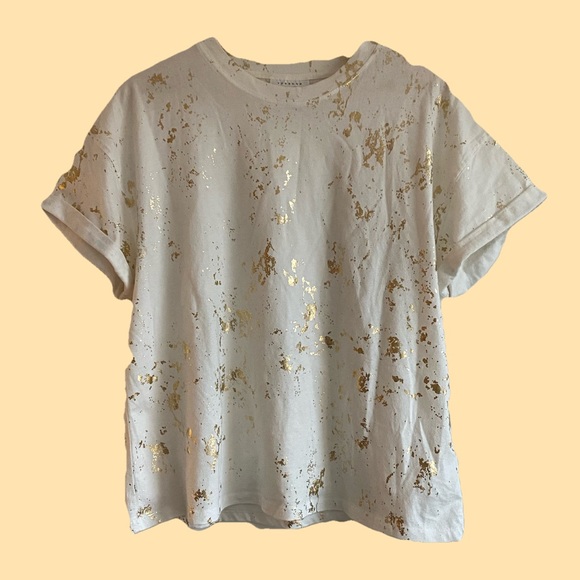 Topshop Tops - TOPSHOP Gold Flecked White Tee / US 8